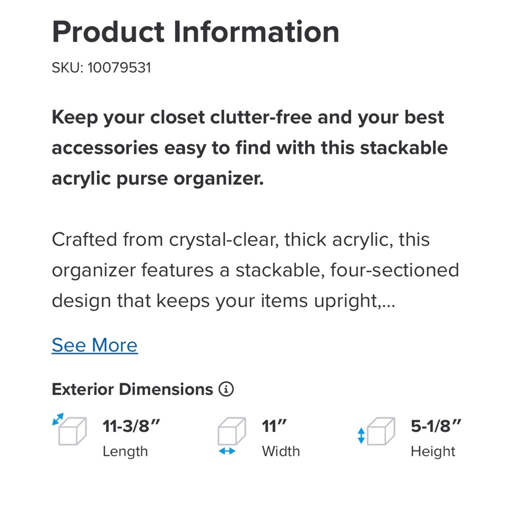 The Container Store Clear Acrylic Handbag Storage File - Picture 6 of 6